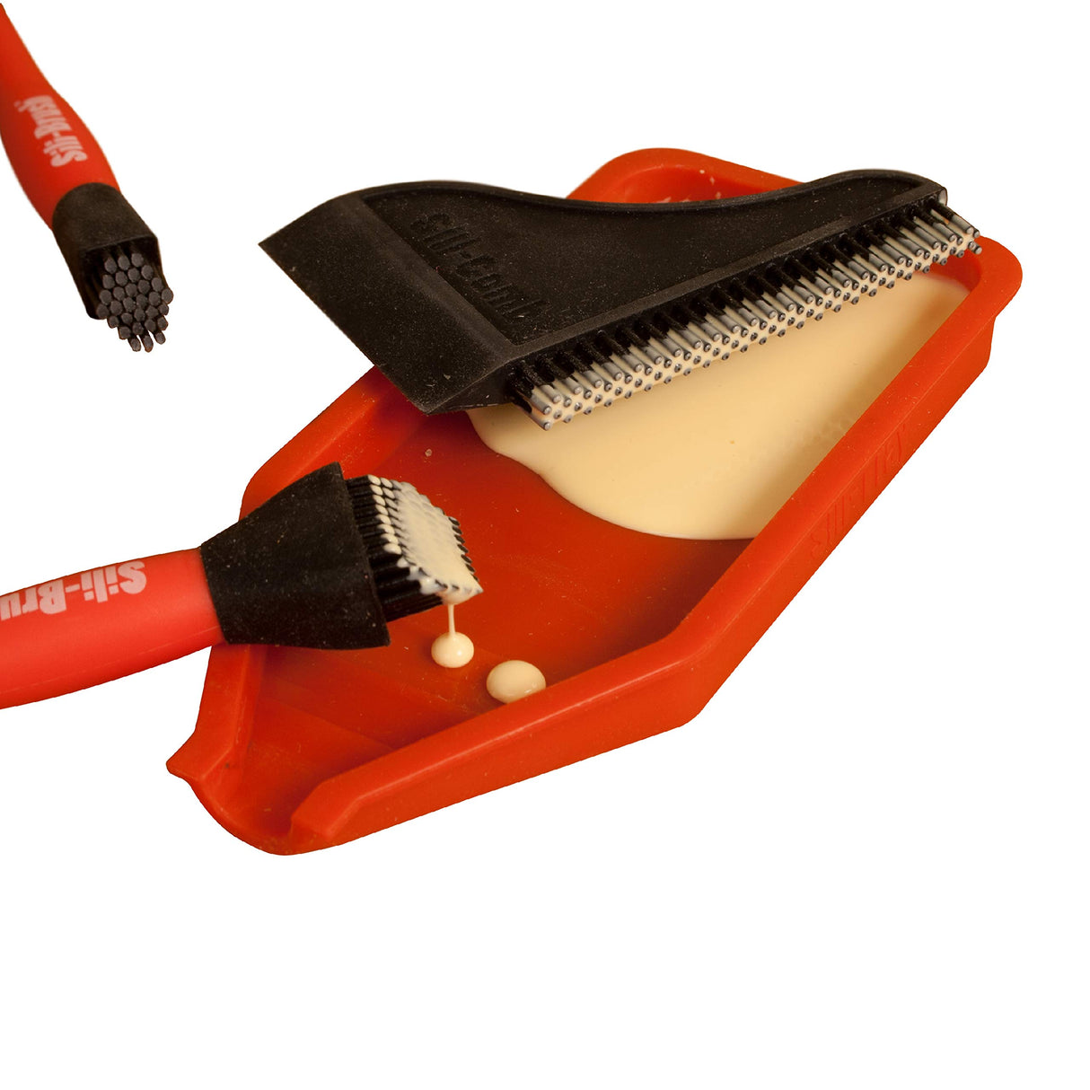 The Complete Silicone Glue Kit Wood Glue Up 4Piece Kit 2 Pack of Silicone Brushes 1 Tray 1 Comb Woodworking Glue Spreader Applicator Set Sili