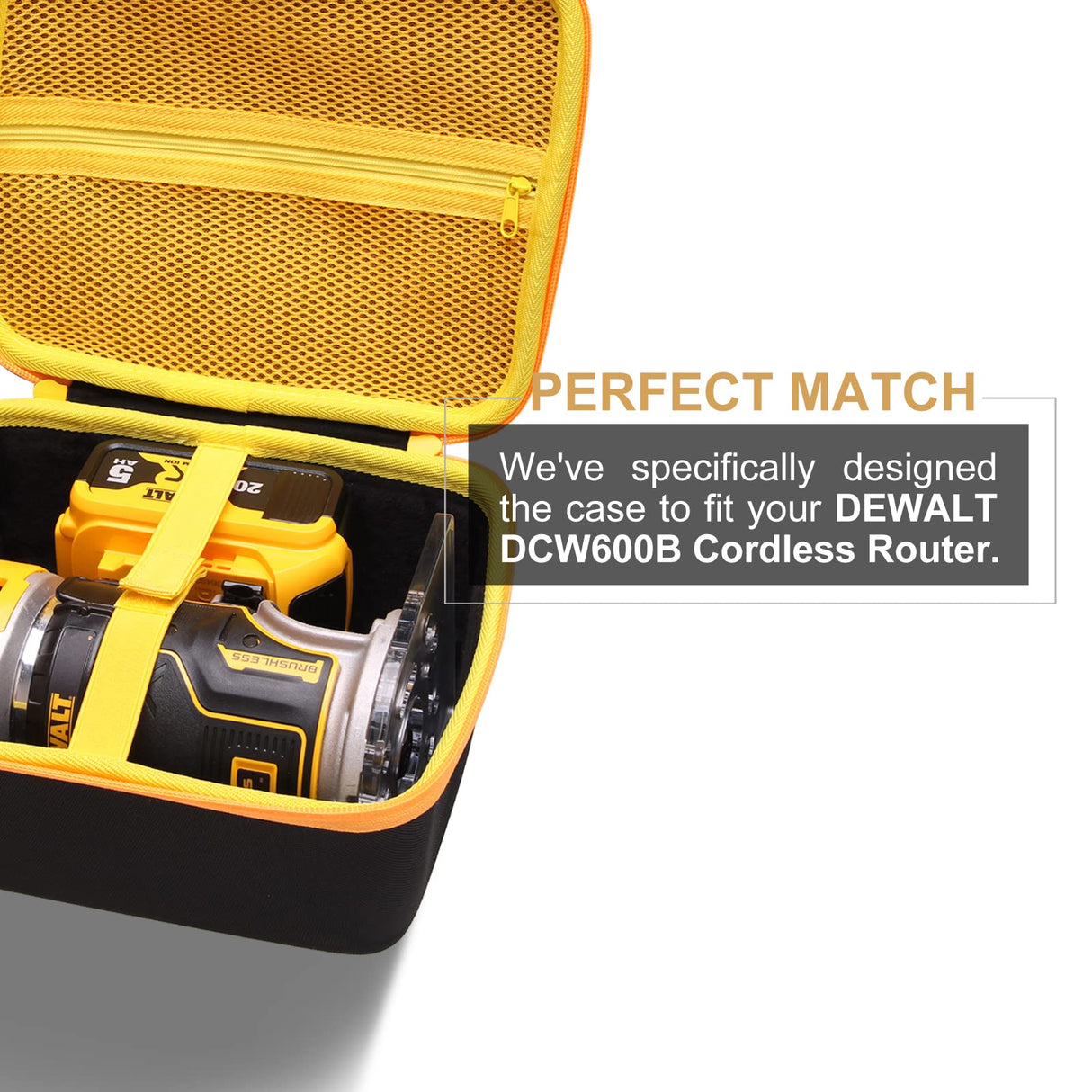 LTGEM Hard Case for DEWALT DCW600B 20V Max XR Cordless Router & DEWALT DWP611 Router - Travel Protective Carrying Storage Bag L LTGEM