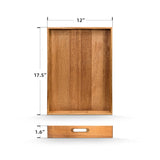 Acacia Wood Serving Tray with Handles (17 Inches) – Decorative Serving Trays Platter for Breakfast in Bed, Lunch, Dinner, Appetizers, Patio, Ottoman, ZESPROKA