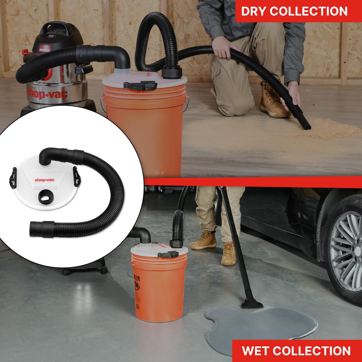 Shop-Vac Dust Collector, Portable Dust Collector for Woodworking, Fits 5 Gallon Bucket, Easy Disposal of Dust & Debris, Elbow Fittings, 2-1/2" Hose Shop-Vac