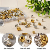 Craftdady 160Pcs Tibetan Alloy Barrel Spacer Beads 16 Styles Large Hole Retreo Metal Barrel Tube European Beads for Jewelry Crafts Making, Hole: Craftdady