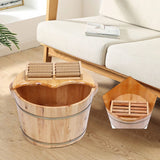 AngelcityCC Wood Foot Tub with Massager and lid, Solid Wood Handmade Wooden Foot Basin Set for Soaking Feet Spa Foot Care AngelcityCC
