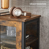 VASAGLE Pantry, Storage Cabinet with Door and Adjustable Shelf, for Living Room Kitchen, Industrial Style, Rustic Brown and Black ULSC260B01 VASAGLE