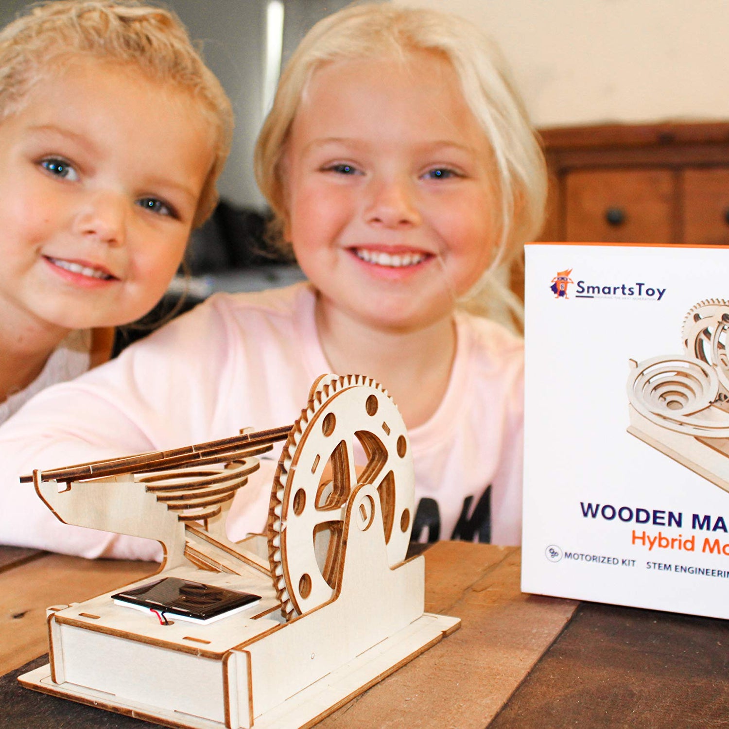 Solar Wooden Marble Run for Kids 8-12 - Wood 3D Puzzle - Building Blocks Toy & Construction Play Set - Marble Maze Track & Race Game- Educational Smartstoy