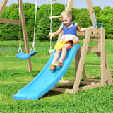 Wooden Swing Set with Slide, Outdoor Playset Backyard Activity Playground Climb Swing Outdoor Play Structure, Ready to Assemble Wooden Swing-N-Slide TURRIDU
