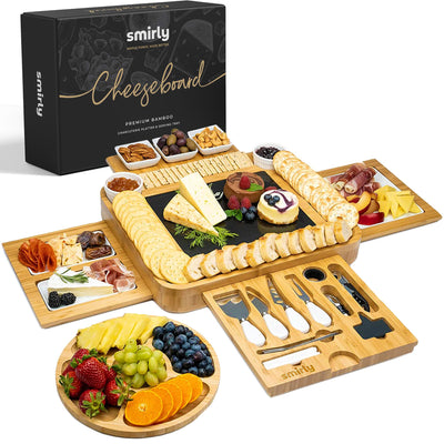SMIRLY Charcuterie Boards Gift Set: Charcuterie Board Set, Bamboo Cheese Board Set - Unique Mothers Day Gifts for Mom - House Warming Gifts New Home,