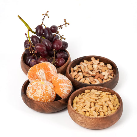 Casa/Legno Authentic Handcrafted Wooden Bowls Set - Exquisite Filipino Craftsmanship for Nuts and Acai Bowls - 4"x4"x1.5", Set of 4 Casa/Legno