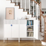 Washsemba Metal Storage Cabinet with Doors and Shelves, White Metal Cabinet, 3-Tier Office Cabinet,Metal Locker Storage Cabinet for Office, Home, Washsemba