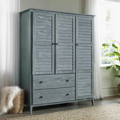 Grain Wood Furniture Greenport 3-Door Wardrobe, Brushed Grey