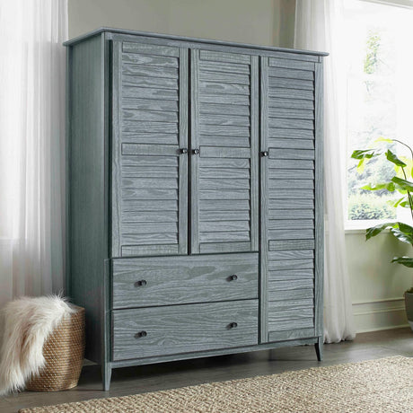 Grain Wood Furniture Greenport 3-Door Wardrobe, Brushed Grey Grain Wood Furniture