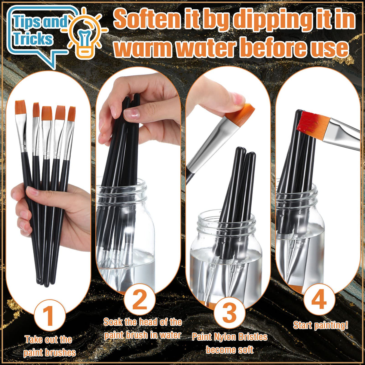 20 Pcs Flat Acrylic Paint Brush Wide Paint Brushes Watercolor Quality Synthetic Artist Paint Small Brush Bulk Painting Brush for Detail Art Painting Zonon