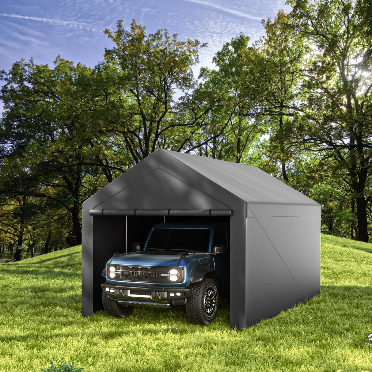 10x20ft Heavy Duty Carport with Removable Sidewalls,All Weather Carport Garage Party Tent Large Outdoor Canopy Storage Shed for Auto,Truck,Boat,Party Grezone
