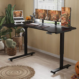 BUNOEM L-Shaped 59" Height Adjustable Electric Standing Desk, Sit and Stand Up Computer Desk For Home Office with Splice Board (Black Top, Black BUNOEM