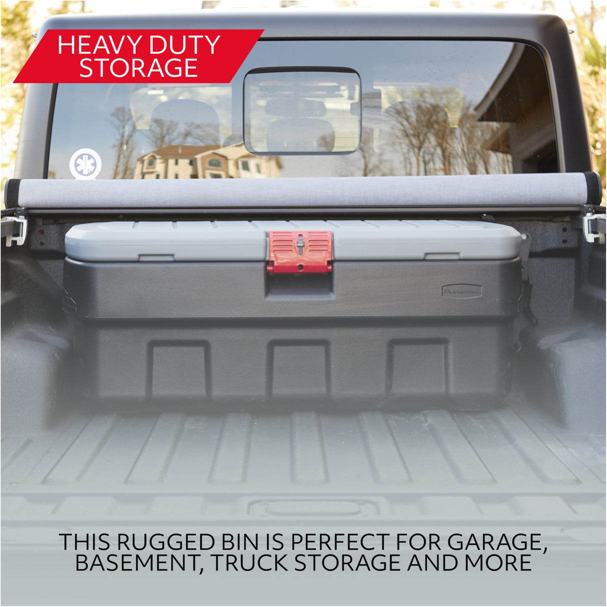 Rubbermaid ActionPacker️ 48 Gal Lockable Plastic Storage Bin, Industrial, Rugged Large Container with Lid (Black,gray) Rubbermaid