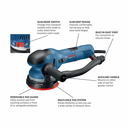 BOSCH GET65-5N 5 In. Dual-Mode Random Orbit Sander - WoodArtSupply