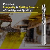 SPEED TIGER Carbide Spiral Router Bits - Up Down Compression Bit, ISEUD3/8” Diameter, 1-1/4” Cutting Length, 4"OVL (1 Piece, 3/8") - for Wood, SPEED TIGER