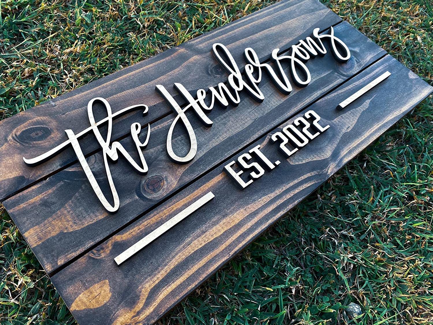 Personzalized 3D Style Effect Wood Sign for Easy Customization and Family Name Wedding Gift Custom Name Sign Pallet Style (Cream Text - Espresso - WoodArtSupply