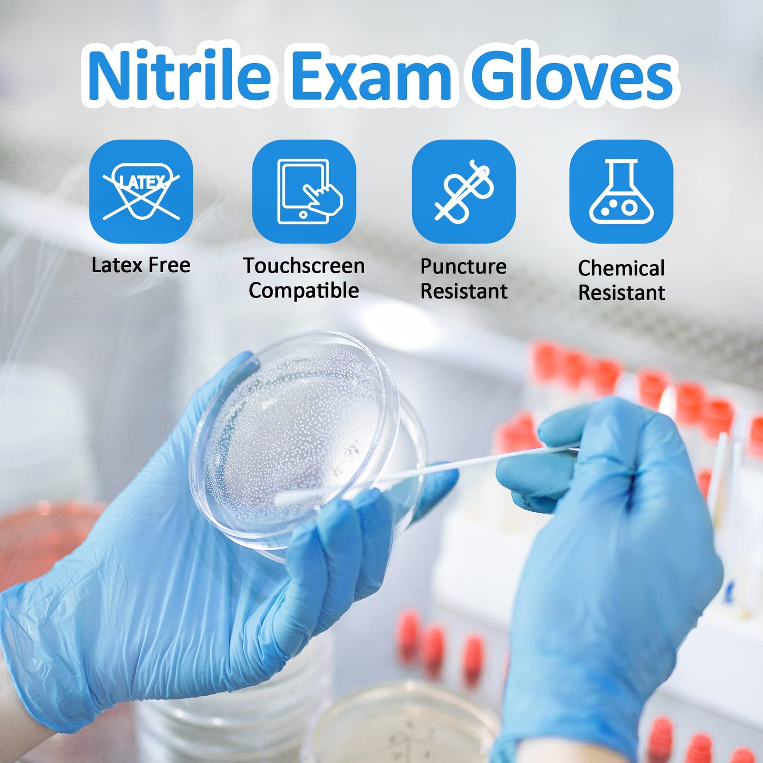 SwiftGrip Disposable Nitrile Exam Gloves, 3-mil, Blue, Nitrile Gloves Disposable Latex Free, Medical Gloves, Cleaning Gloves, Food-Safe Rubber SwiftGrip