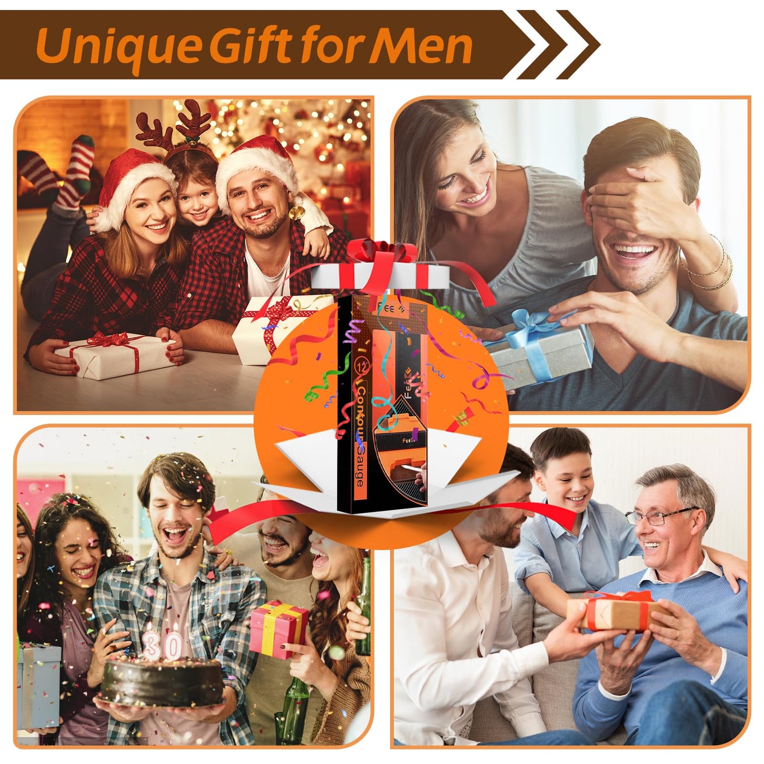 Contour Gauge (12 Inch) with Lock Profile Tool, Christmas Day Gifts Woodworking Tools Carpenter Tools for Men Construction Scribe Tools, Gifts for Feeke