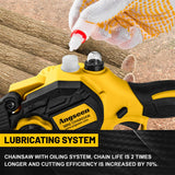 Angseen Mini Chainsaw Cordless 6Inch, Chain Saw Electric Chainsaw Battery Powered with Auto Chain Regulator & Auto Oiler, 800W Super Battery Chainsaw Angseen