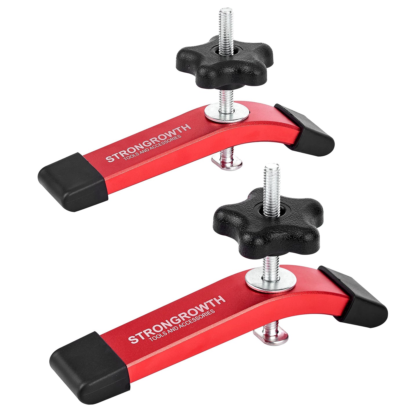 STRONGROWTH T track woodworking System Accessories- T-Track and Hold Down Clamps (T-Track Clamps 2pk)