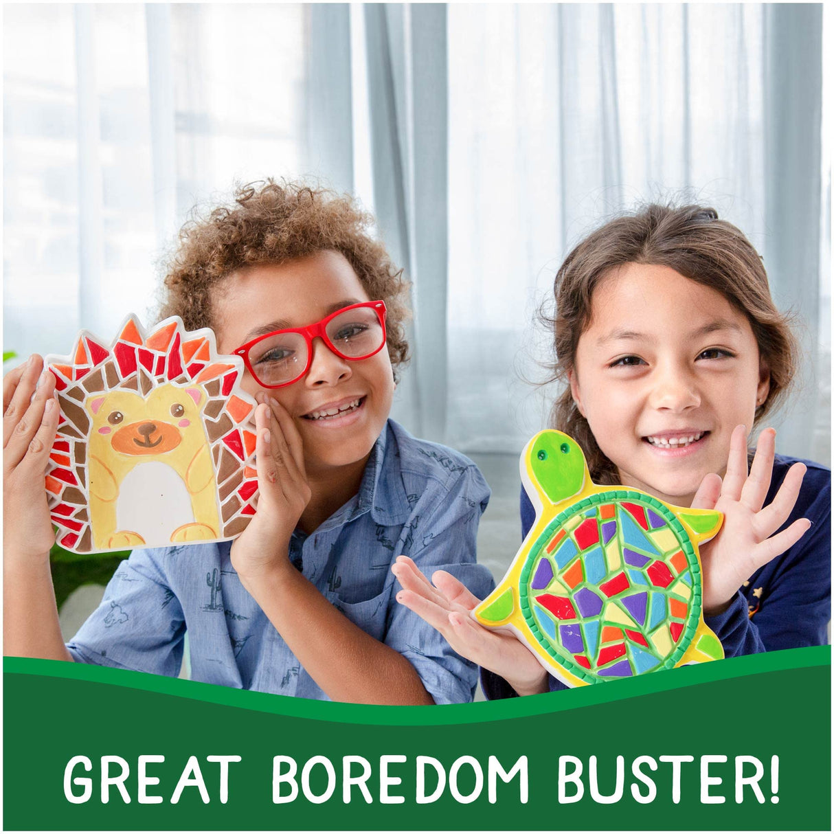 Creative Roots Mosaic Turtle Stepping Stone, Includes 8.25" Ceramic Stepping Stone & 6 Vibrant Paints, Mosaic Stepping Stone Kit, Paint Your Own Creative Roots