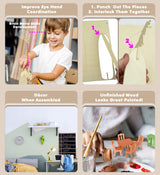 Puzzled 3D Puzzle Dining Room Dollhouse Set Wood Craft Construction Model Kit, Fun & Educational DIY Wooden Toy Assemble Model Unfinished Crafting Puzzled