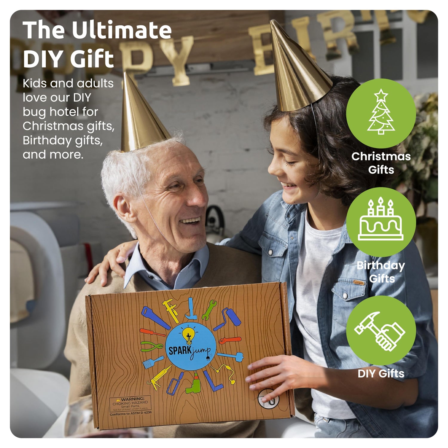 SparkJump Premium Bug Hotel Kit - DIY Solid Cedar Wood Craft Kit for Building Your Own Bee Hotel, Lady Bug House, or Mason Bee House - Educational SparkJump