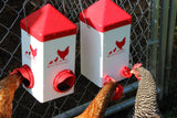 RentACoop Chick2Chicken 5lb 2-Port Feeder and 1-Gal Small Cage Waterer Set - Suitable for Chicks, Chickens, Pigeons, Quail, Game Birds RentACoop