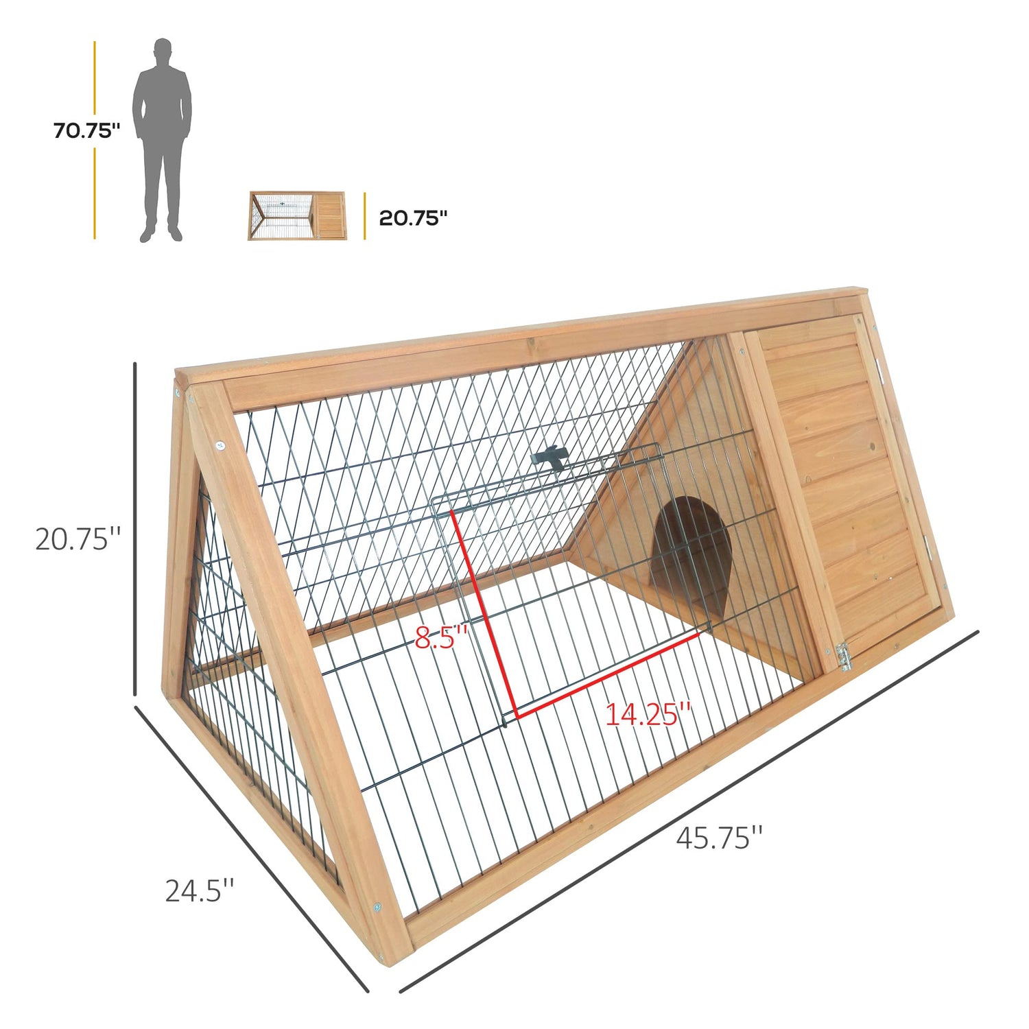 PawHut Outdoor Triangular Wooden Bunny Rabbit Hutch/Guinea Pig House with Run PawHut
