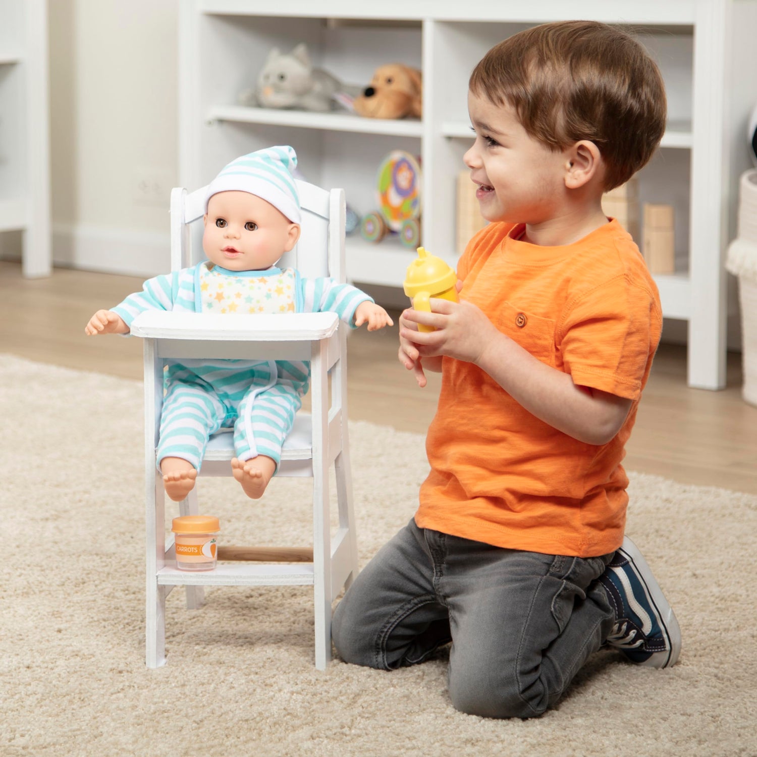 Melissa & Doug Play High Chair - Pretend Play High Chair Baby Doll Accessories,White Melissa & Doug