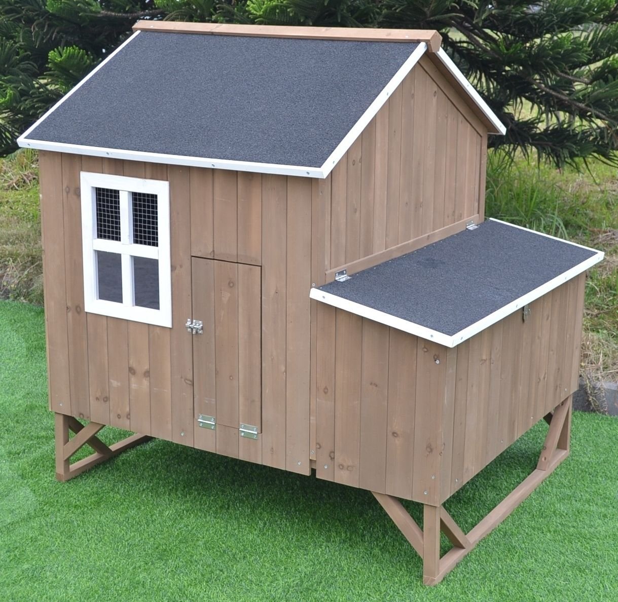 Omitree Deluxe Large Wood Chicken Coop Backyard Hen House 4-8 Chickens with 3 Nesting Box - WoodArtSupply