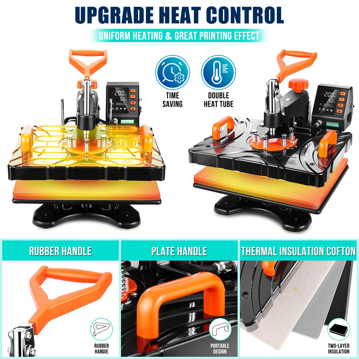 Pro 8 in 1 Heat Press Machine Combo T Shirt Pressing Machine 15x12Multifunctional 360°Rotation Swing Printing Sublimation Heat Press Transfer Machine DREAMVAN