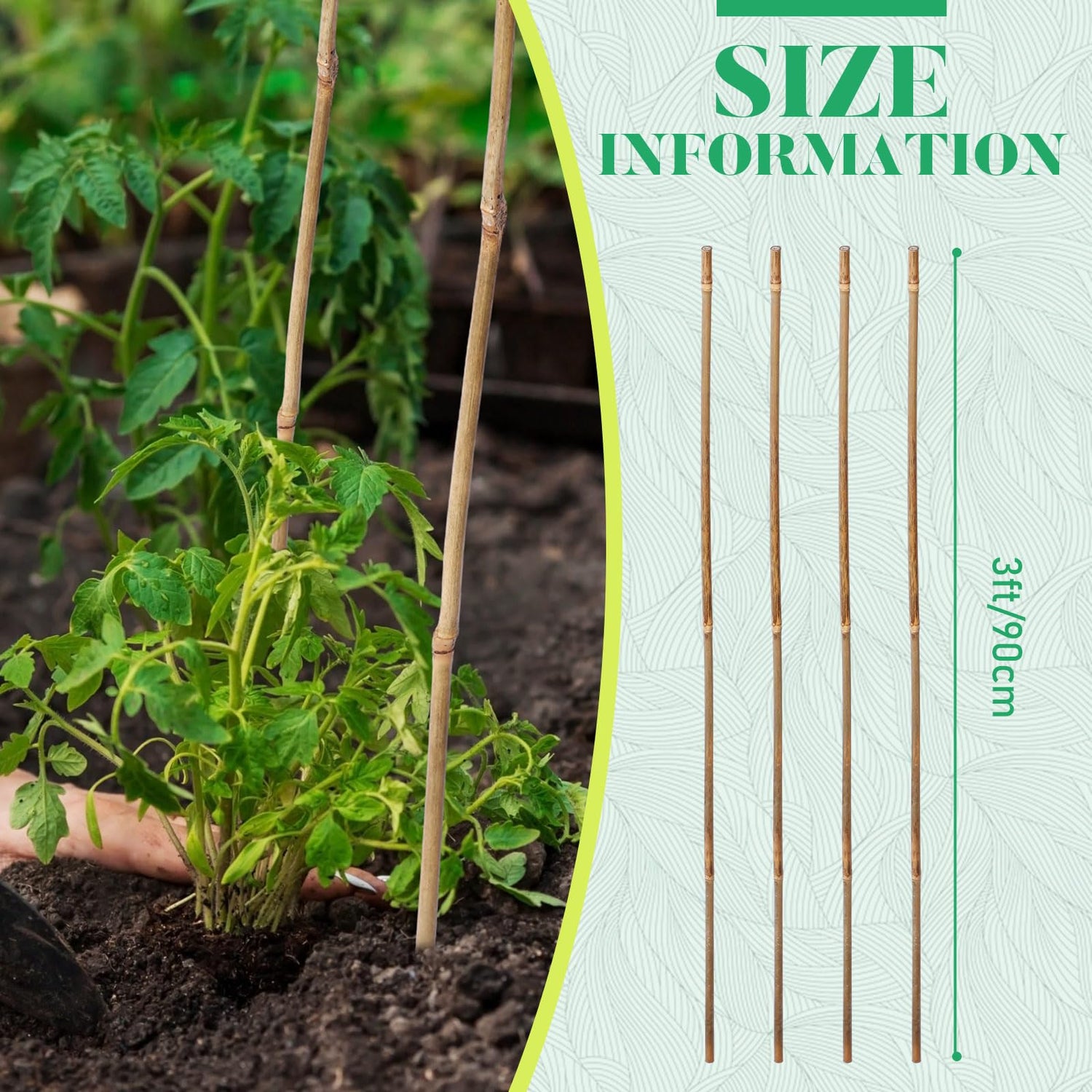 Suclain 100 Pcs Bamboo Plant Stakes Plant Support Stakes Indoor and Outdoor Garden Sticks Garden Stakes for Tomato, Bean, Flowers, Trees Potted and Suclain