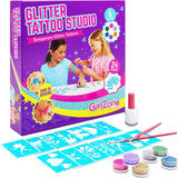 GirlZone Temporary Glitter Tattoos Kit for Girls, 33 Fun Pieces in 1 Sparkly Glitter Tattoos for Kids Kit, Easy to Apply and Remove Glitter Tattoo GirlZone