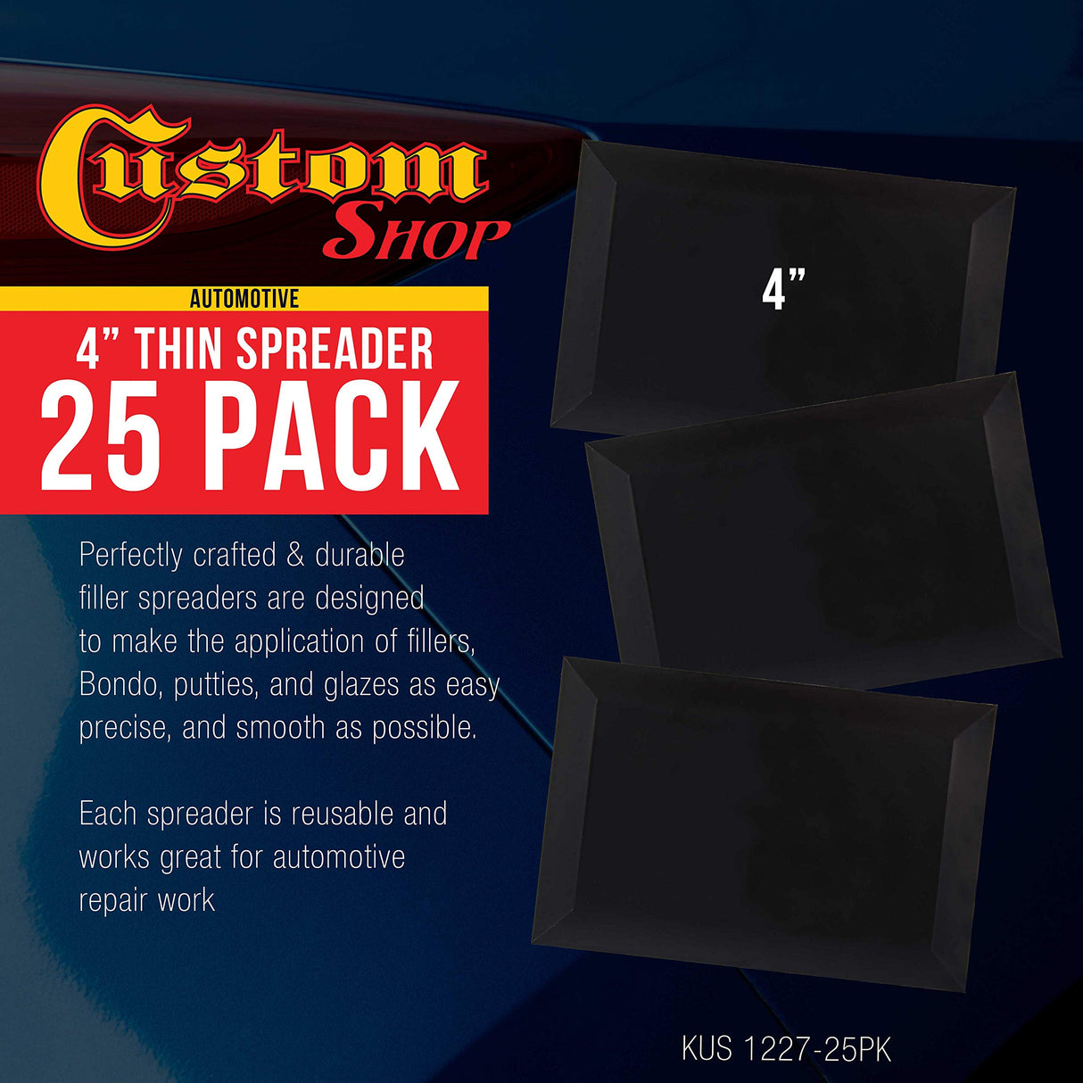 Custom Shop 4" x 2-3/4" (Pack of 25) Double Sided Black Plastic Ultra Flexible Filler Spreaders Custom Shop