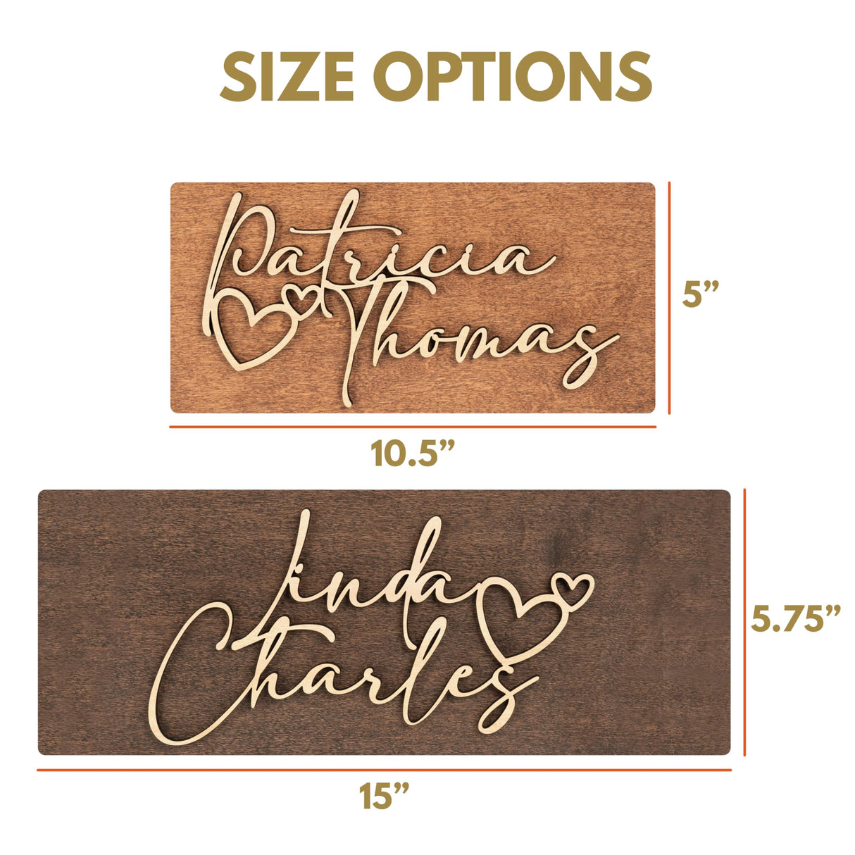 Valentines Day Gifts for Him, Her, Personalized 3D Couples Sign w/Names and Hearts - Walnut, 2 Optional Sizes - Custom 3D Couples names Wood Sign, Customization Mill