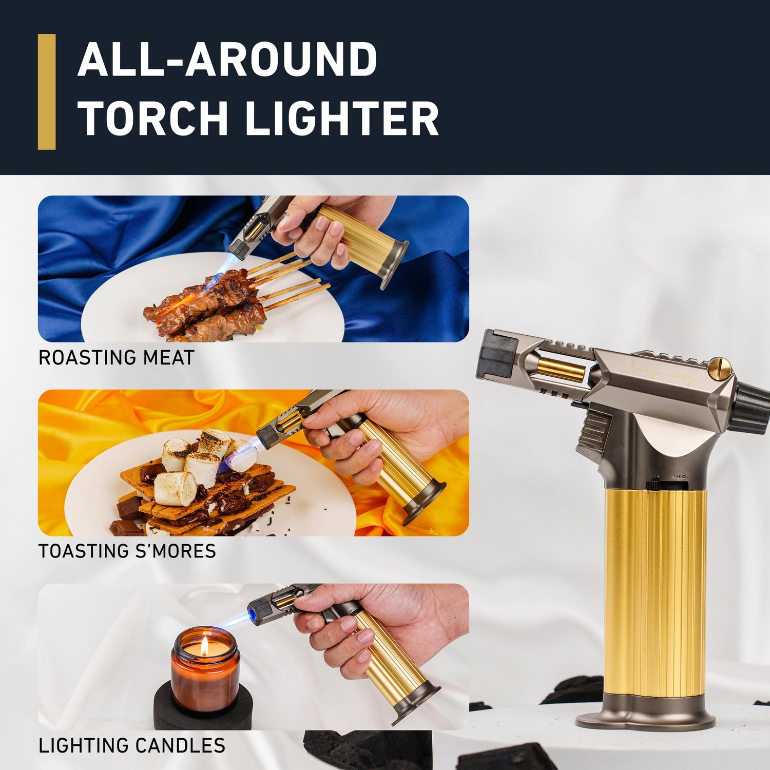 Refillable Butane Torch Gun - The Beast Hand Held Blow Torch for Cooking, BBQ, Creme Brulee, Soldering, Welding, & Resin Art - Adjustable Flame with inZaynity