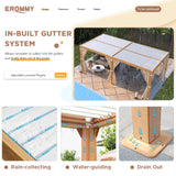 EROMMY Louvered Pergola 10' x 20' Outdoor Hard Top Gazebo with Wooden Grain Aluminum Frame and Adjustable Metal Rainproof Roof for Garden & Patio, EROMMY