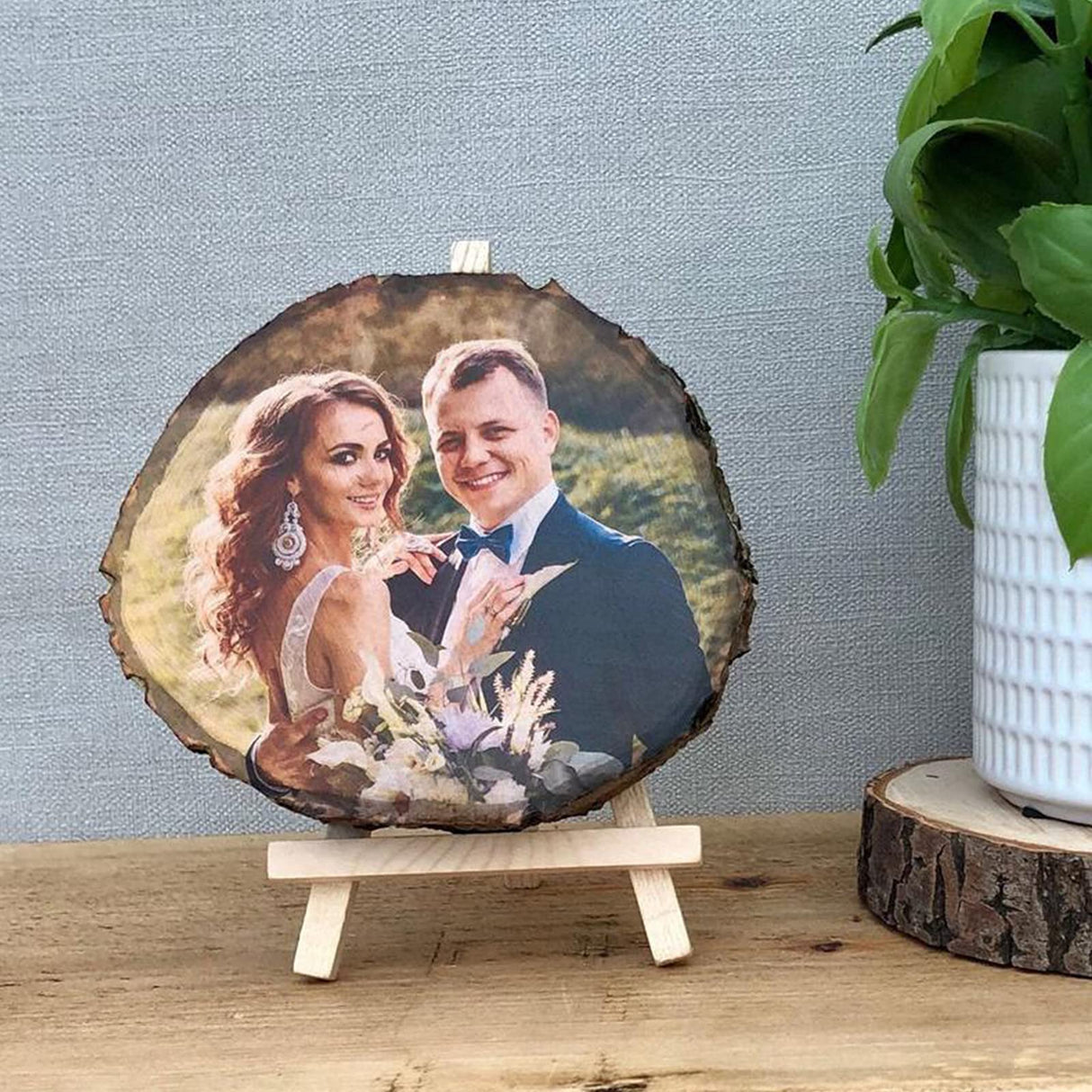 Personalized Picture Frame Album Custom Photo Printing on Wood Slices Customized Photograph On Wood Artwork Crafts Desktop Decoration with Stand witfox