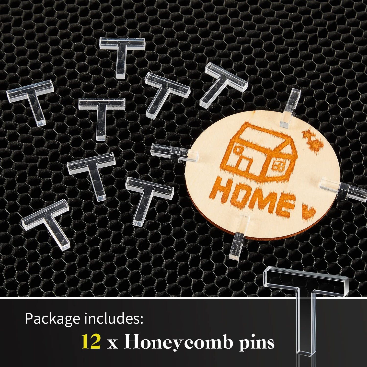 Juexica 12 Pcs Acrylic Honeycomb Pins Honeycomb Bed Pins Hold Down Pins Accessories Craft Cutting Tools Compatible with xTool D1 Laser Engraver and Juexica