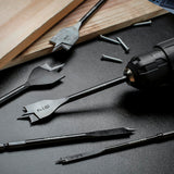 WORKPRO 10-Piece Pro Spade Drill Bit Set- Black Coating, Premium Carbon Steel, Paddle Flat Bits for Woodworking, Assorted Bits 1/4" to 1-1/2" with WORKPRO