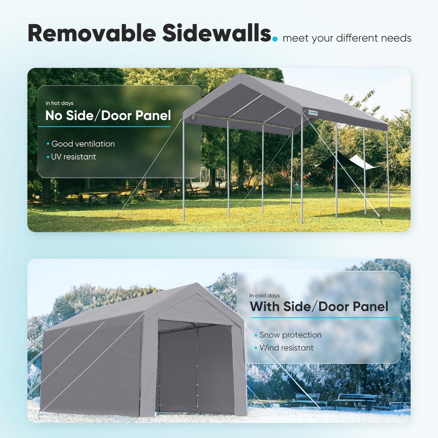 ADVANCE OUTDOOR 10x20 ft Heavy Duty Carport with Removable Sidewalls and Doors, Adjustable Height, Car Canopy Garage Party Tent Boat Shelter with 8 - WoodArtSupply