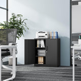 Fesbos Metal Storage Cabinet-36” Tall Steel File Cabinets with Lockable Doors and Adjustable Shelves-Black Steel Storage Cabinet for Home, School, Fesbos