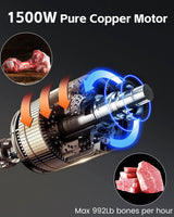 FoundGo 1500W Electric Meat and Bone Saw Bone Cutting Machine,Commercial Bone Sawing Machine for Frozen Meat/Trotter/Ribs/Fish/Meat/Bone etc.,with 6 FoundGo