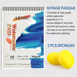 Watercolor Paint Set, 48 Color Watercolor with 10 PCS Nylon Brushes,6 PCS Refillable Water Brush Pen, 10 Page Pad(A4) and 2 PCS Art Sponges for AROIC