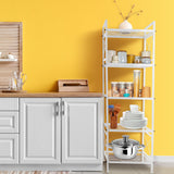 YOHKOH 5 Tier Metal Storage Rack Closet Shelves,Standing Storage Shelf Units for Laundry Bathroom Kitchen Pantry Closet(White,17.0L x 12.9W x 53.3H) YOHKOH