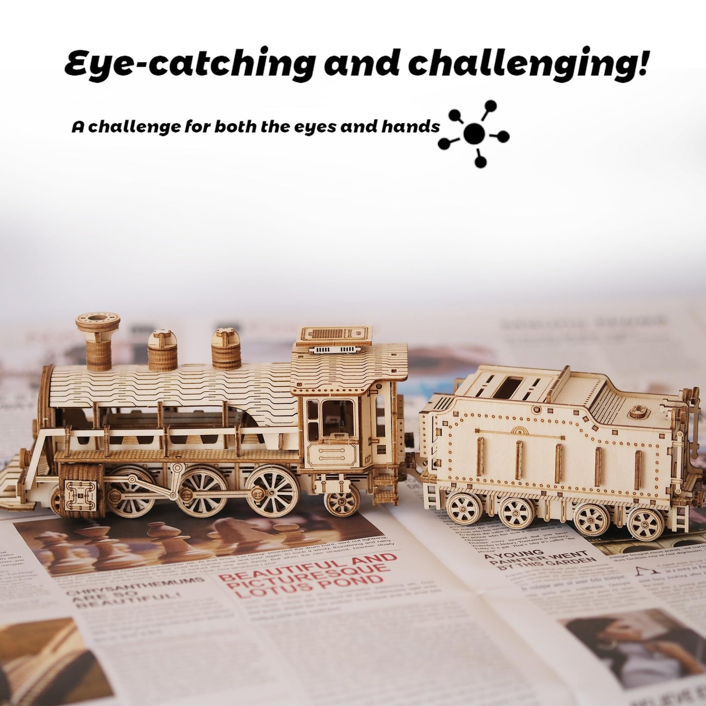 Suerte 3D Puzzles for Adult Wooden Train Model Set DIY Assembly Mechanical Puzzles Wood Train Building Model Kit Gift for Men Teens Kids on Birthday - WoodArtSupply