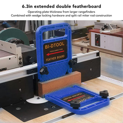 Wisecoco 2 pcs Featherboard, Stackable Feather Board Adjustable Extended Woodworking Track Safety Device for Table Saw Router Tables Fences Tool Blue - WoodArtSupply