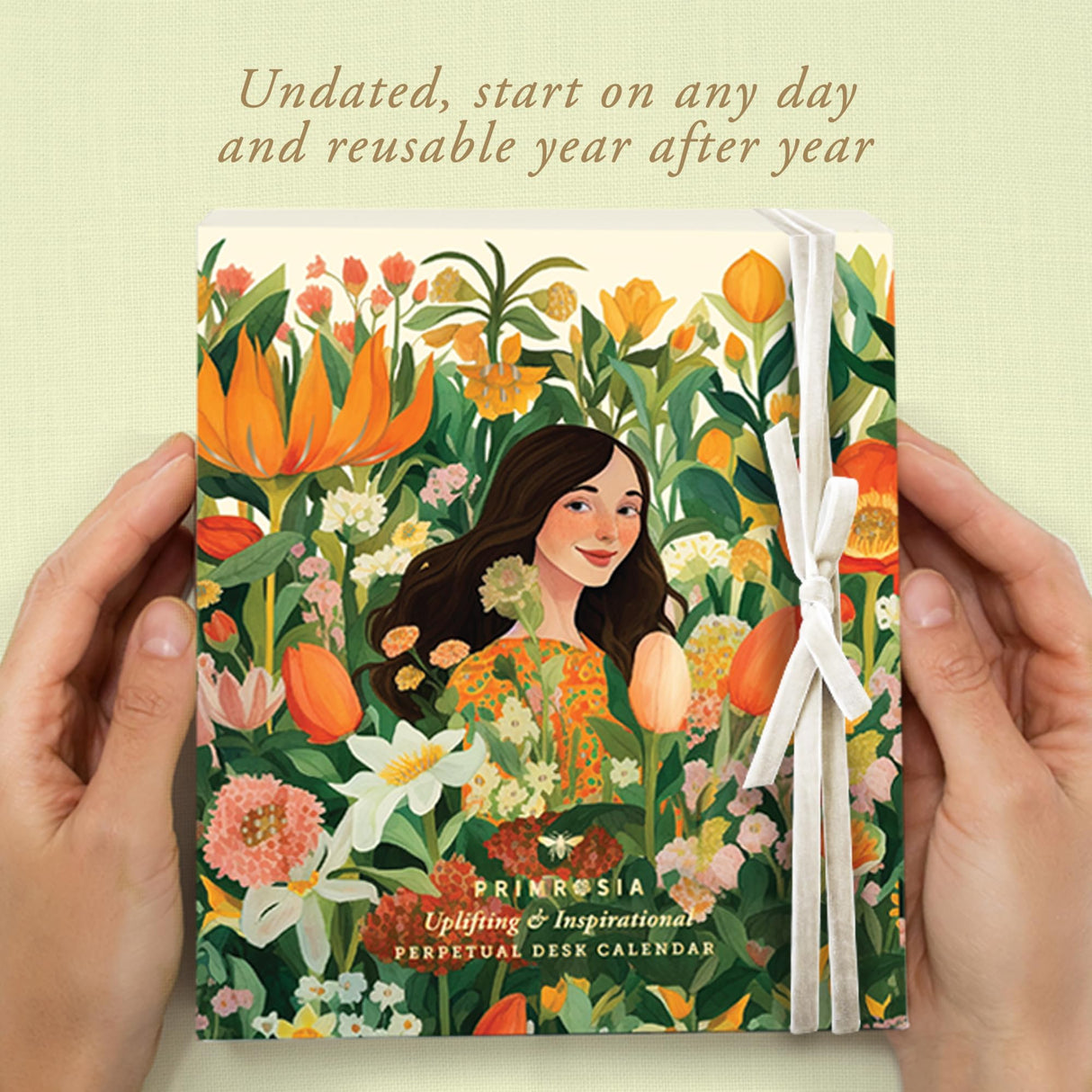 Perpetual Desk Calendar + Teal Dot Grid Notebook - Daily Inspirations from your calendar and write into your journal Primrosia